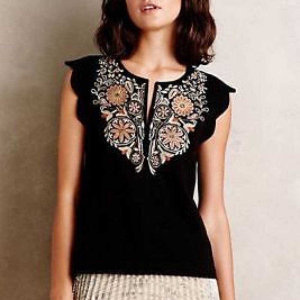 Anthropologie Akemi Kin Binah Scallop Shell Blouse - Picture 2 of 7